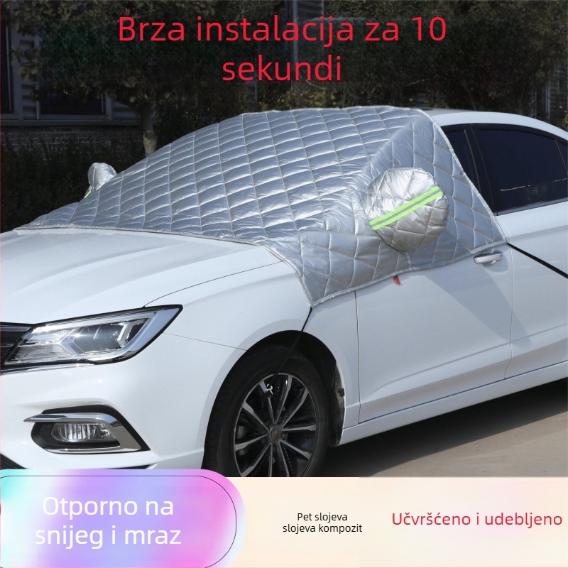 Pokrov vjetrobranskog stakla automobila – debeli izolacijski zimski štit, Oxford tkanina, teleskopska montaža, univerzalno za prednje staklo