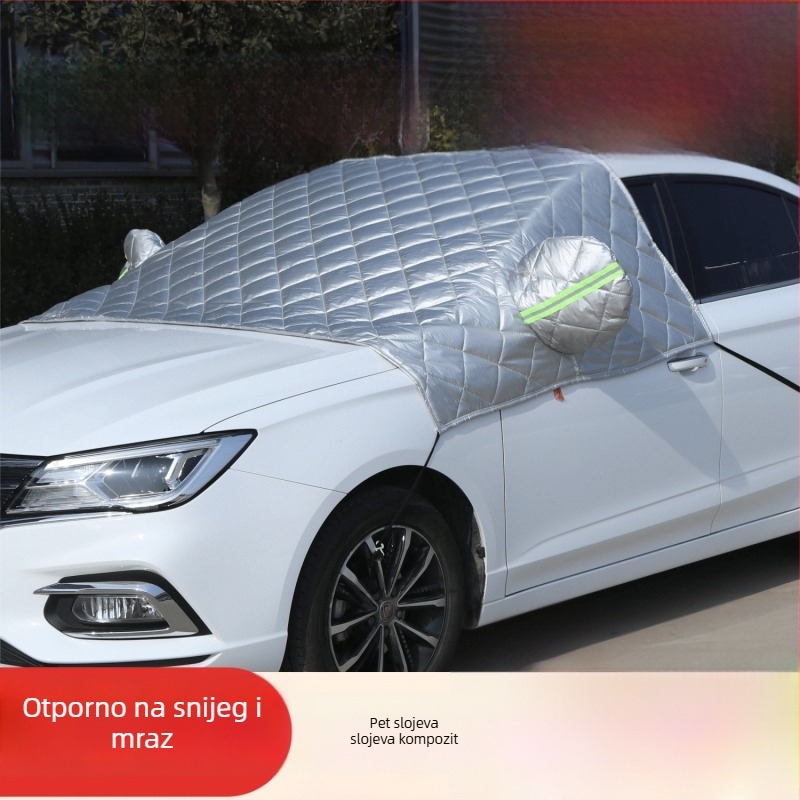 Pokrov vjetrobranskog stakla automobila – debeli izolacijski zimski štit, Oxford tkanina, teleskopska montaža, univerzalno za prednje staklo