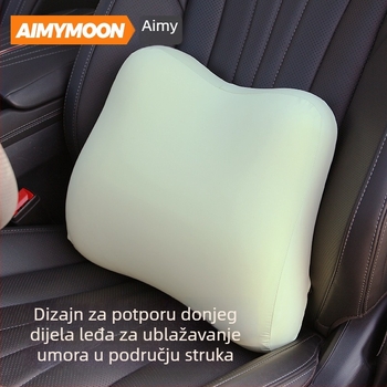 Komplet za automobil: lumbalna podrška i jastučić za vrat, memorijska pjena, najlon navlaka, višestruke prilagodljivosti pod kutem, univerzalna kompatibilnost