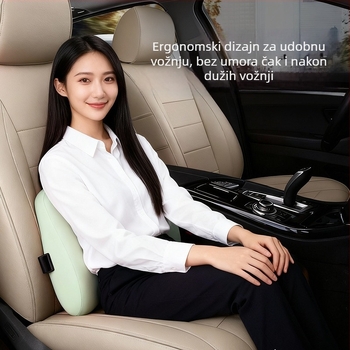 Komplet za automobil: lumbalna podrška i jastučić za vrat, memorijska pjena, najlon navlaka, višestruke prilagodljivosti pod kutem, univerzalna kompatibilnost