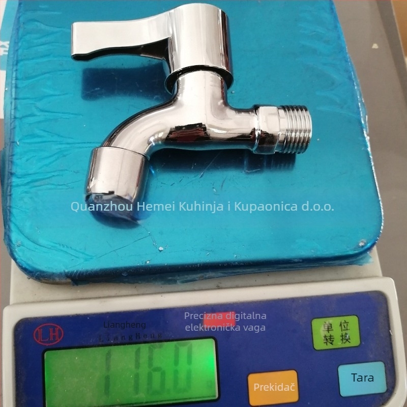 Ugradna zidna slavina za perilicu rublja, produženi brzi uključni ventil, cinkova legura, 15 mm ulaz/izlaz, 0–90°C, 1,6 MPa