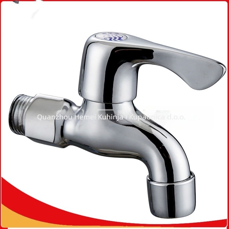 Ugradna zidna slavina za perilicu rublja, produženi brzi uključni ventil, cinkova legura, 15 mm ulaz/izlaz, 0–90°C, 1,6 MPa