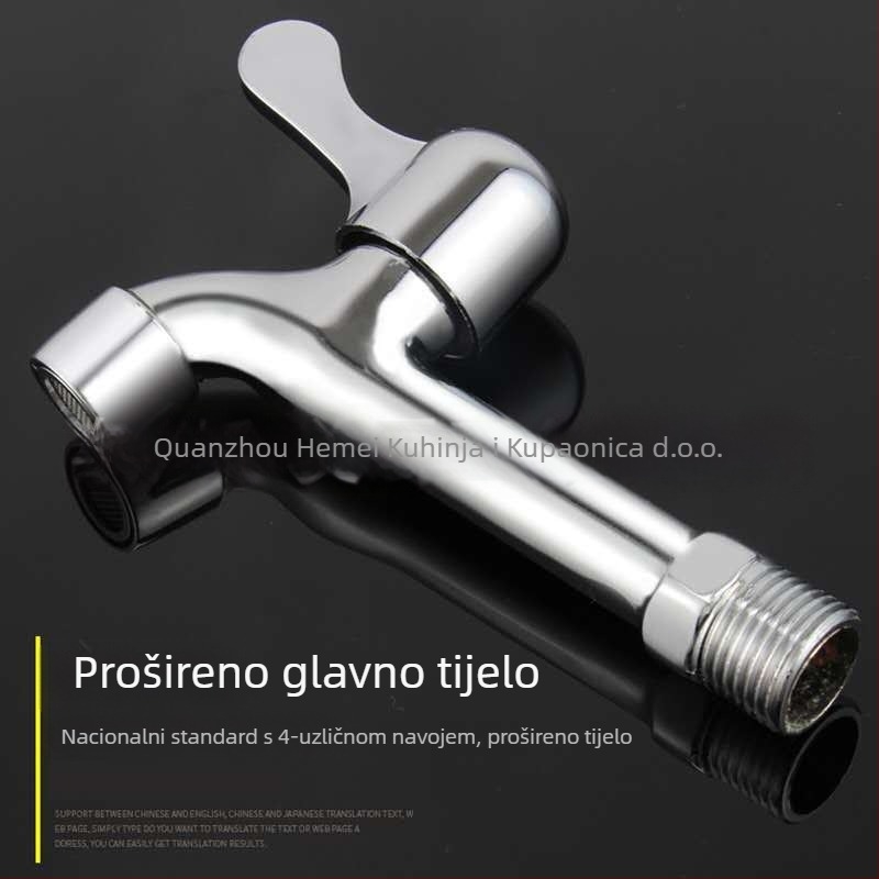 Ugradna zidna slavina za perilicu rublja, produženi brzi uključni ventil, cinkova legura, 15 mm ulaz/izlaz, 0–90°C, 1,6 MPa