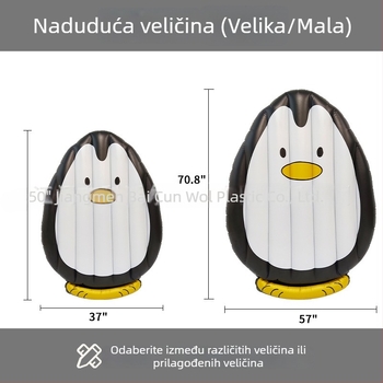Napuhani plivački madrac s dizajnom pingvina, za jednog korisnika, debeli PVC, sklopivi, za djecu i odrasle