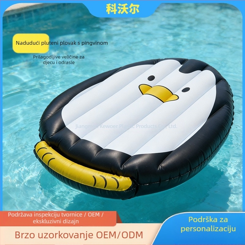 Napuhani plivački madrac s dizajnom pingvina, za jednog korisnika, debeli PVC, sklopivi, za djecu i odrasle