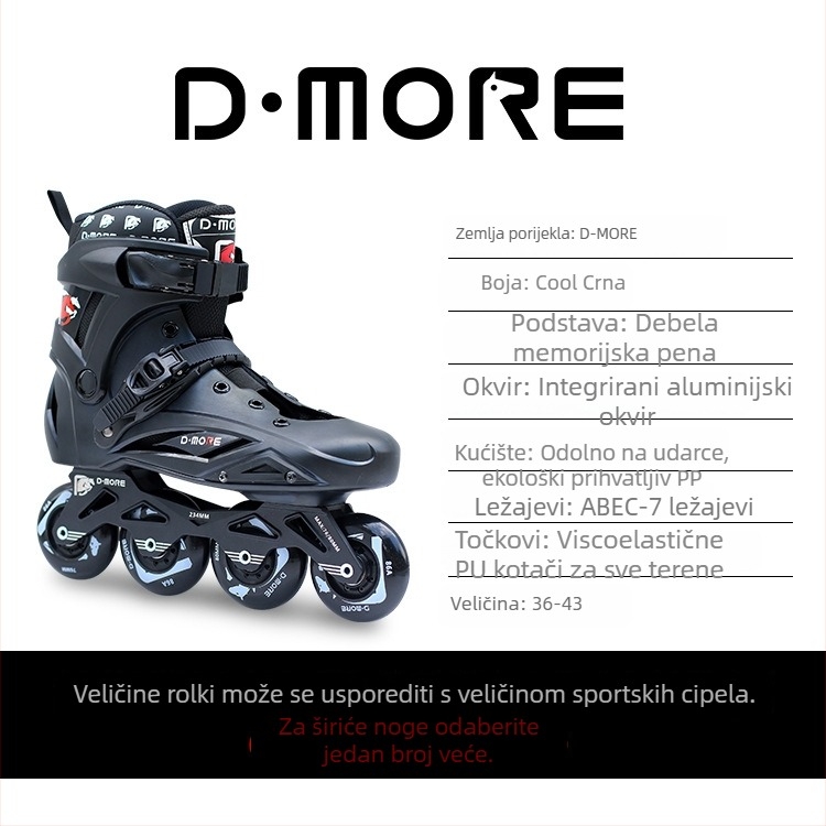 Inline klizaljke za odrasle početnike, unisex — gornji dio PP, potplat PP, kotači PU, jednoredna konstrukcija