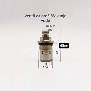 Kartuša ventila slavine od bakra s keramičkim čepom, brzo otvaranje, za toplu i hladnu vodu, model 9818