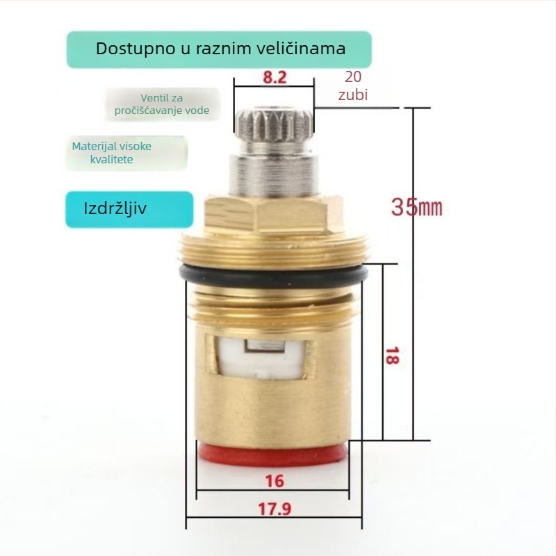 Kartuša ventila slavine od bakra s keramičkim čepom, brzo otvaranje, za toplu i hladnu vodu, model 9818