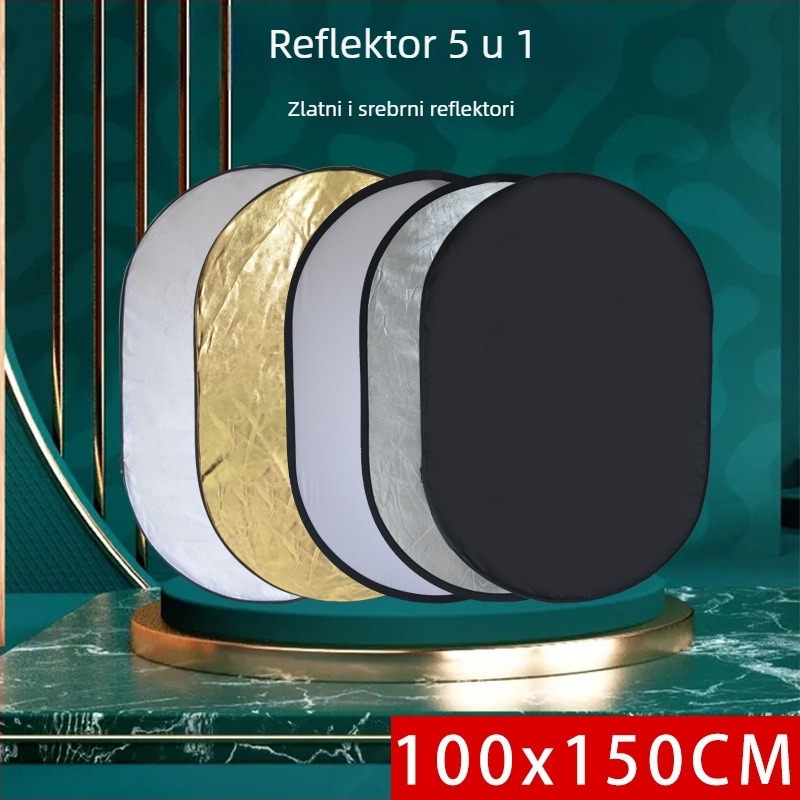 Ovalni reflektor pet u jedan za fotografiranje proizvoda, sklopivi poliester, 1 kg