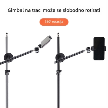 Karbonski držač za mobitel za live streaming s produženim krakom, pogodan za cijevi promjera 16–19 mm, nosivost 2–5 kg