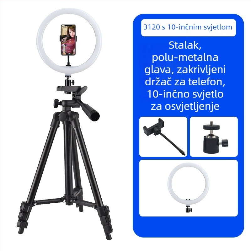 DOFEN tripod za mobitel za livestream — stolni, 3-dijelni, promjer cijevi 15 mm, visina 1.1 m, nosivost 2 kg