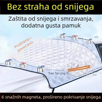 Univerzalno pokrivalo za prednje staklo autom za zimu – aluminijska folija, debeli dizajn, teleskopska montaža