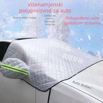 Univerzalno pokrivalo za prednje staklo autom za zimu – aluminijska folija, debeli dizajn, teleskopska montaža