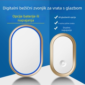 Bežični zvončić za vrata, napajan DC baterijom, domet do 300 m, 60 melodija, 5 razina glasnoće, model A99-dc, brenda Cacazi