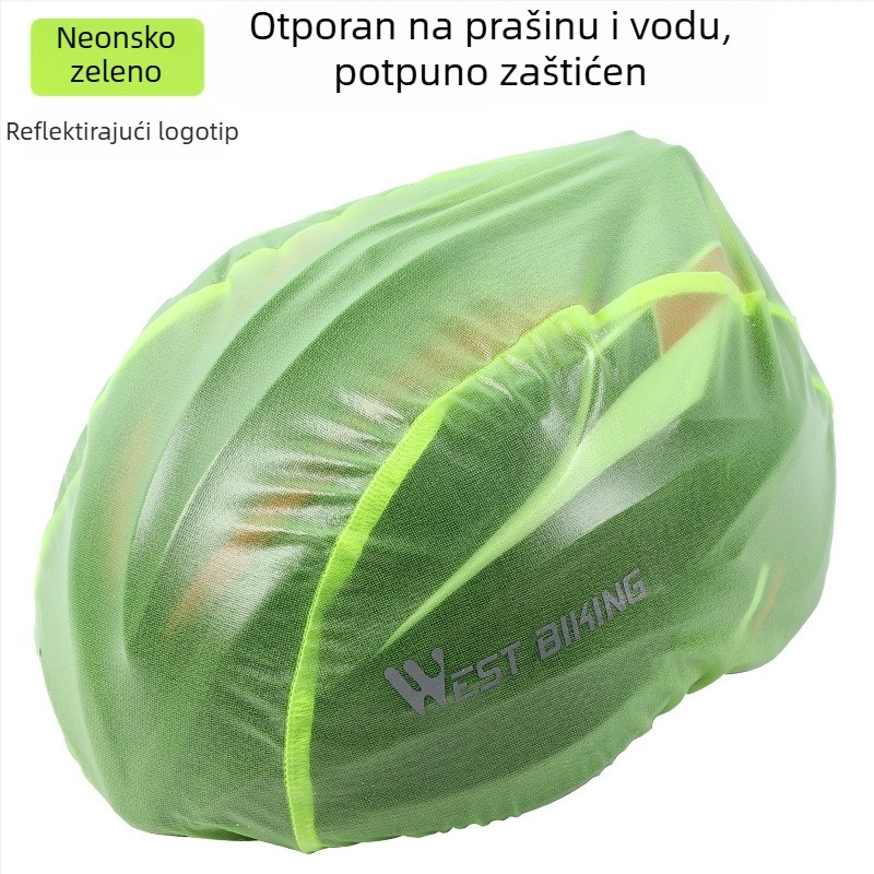 WEST BIKING navlaka za kišnu kacigu za biciklizam — vjetrovita, reflektirajuća, tanki vodootporni materijal, tiskani logotip, za odrasle