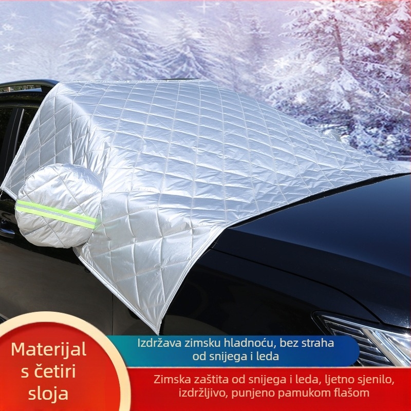 Pokrov za prednje staklo automobila, ojačani Oxford materijal, karirano uzorak, ugradnja tip Card-in, univerzalna prilagodba, mogućnost prilagodbe