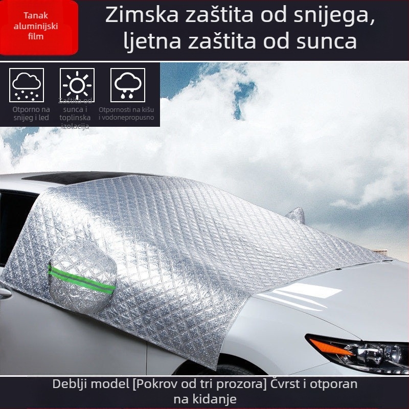 Pokrov za prednje staklo automobila, ojačani Oxford materijal, karirano uzorak, ugradnja tip Card-in, univerzalna prilagodba, mogućnost prilagodbe