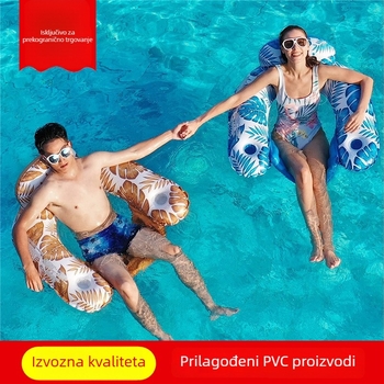 Naduvani bazenski plovak za odrasle s naslonom i visećim ležajem, držač za čašu, tropski dizajn; materijal: ekološki PVC; marka Guan Yifu