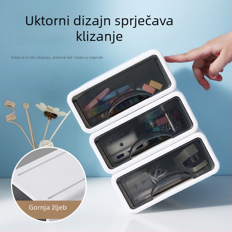 Kutija za pohranu na radnom stolu s ladicom - PP materijal, 7L kapacitet, mogućnost slaganja, model JSNH705L-1
