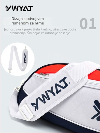 Sportska torba za badminton i tenis s velikim kapacitetom, odvojeni pretinac za rekete, platno i poliester, marka YWYAT