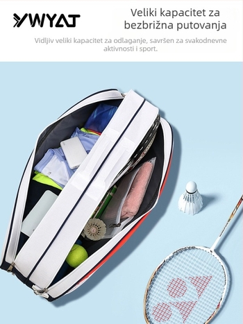 Sportska torba za badminton i tenis s velikim kapacitetom, odvojeni pretinac za rekete, platno i poliester, marka YWYAT