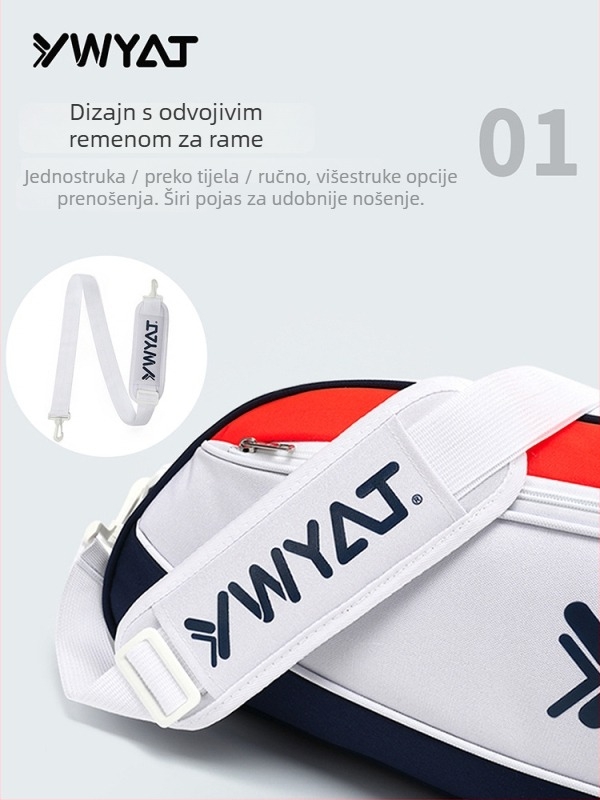 Sportska torba za badminton i tenis s velikim kapacitetom, odvojeni pretinac za rekete, platno i poliester, marka YWYAT