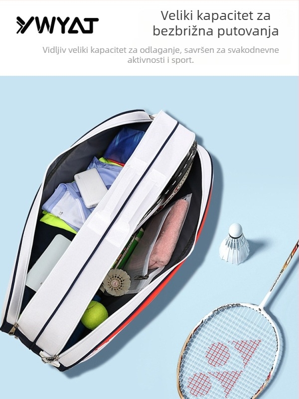 Sportska torba za badminton i tenis s velikim kapacitetom, odvojeni pretinac za rekete, platno i poliester, marka YWYAT