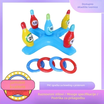 Napuhljiv PVC set za bowling za vodene igre, prstenovi za bacanje, za uzrast 7–14 godina, pogodan za unutarnje i vanjske prostore te kampiranje.