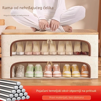 Kutija za cipele od pamuka i lana, prozirna, sklopiva, kapaciteta 35 L