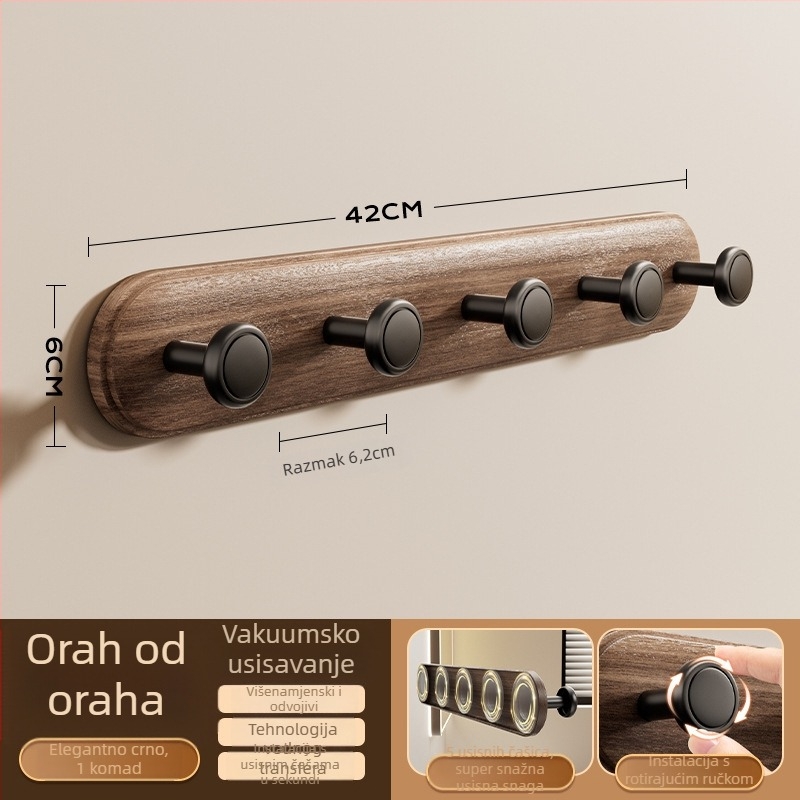 Hak za vrata sa vakuumskim čašama – bez bušenja, teška nosivost, ABS materijal, za vrata i prozore, ulazni hodnik i spavaća soba, Dimitro