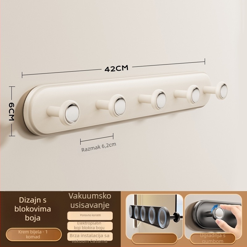 Hak za vrata sa vakuumskim čašama – bez bušenja, teška nosivost, ABS materijal, za vrata i prozore, ulazni hodnik i spavaća soba, Dimitro