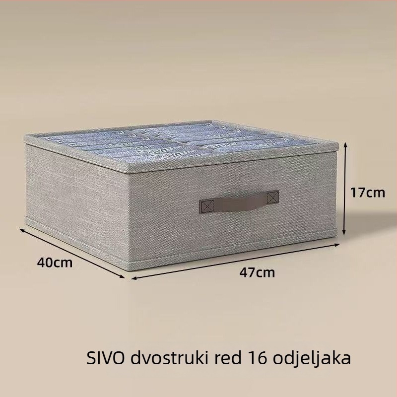 Kutija za odjeću od platna, sklopiva, s pregradama, bez poklopca, 12 L kapacitet, za garderobu i ladice