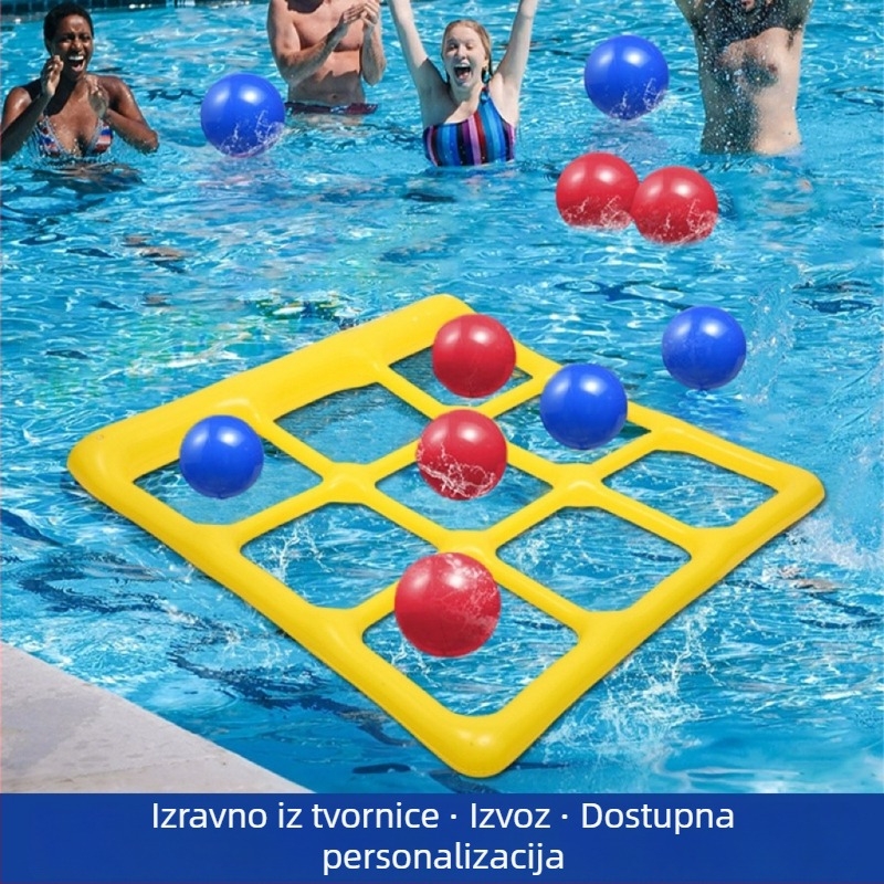 Naduvna ploča za bacanje s devet kvadrata – PVC, za uzrast 7–14 godina, obiteljska interaktivna vodena igra
