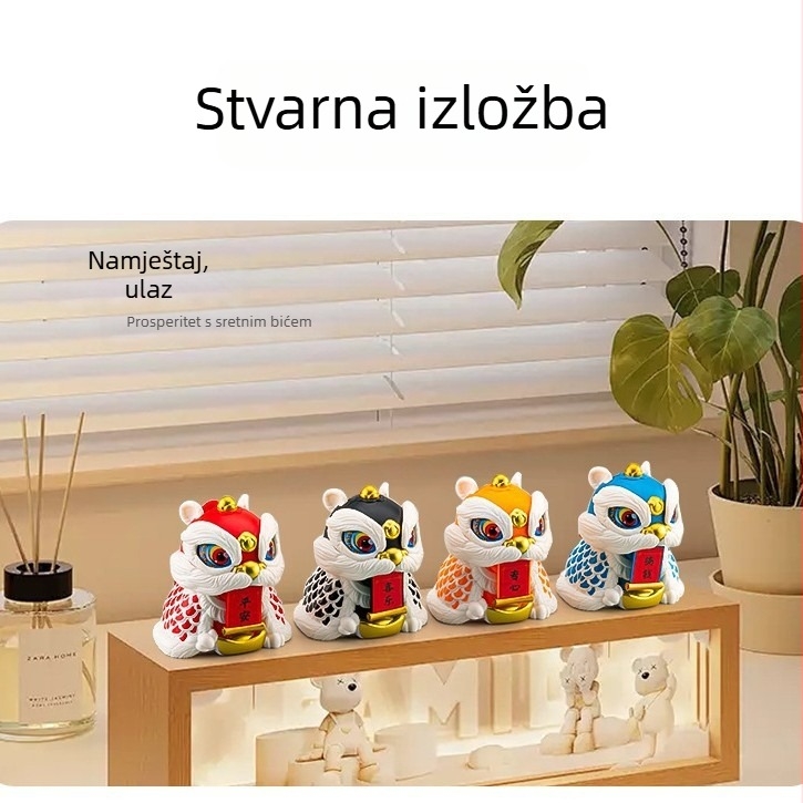 Figura plesa lava i zmaja – plastična i smolna dekorativna figura za stol ili automobil, talisman za bogatstvo i sreću, ručno izrađena dar, stil nacionalnog trenda