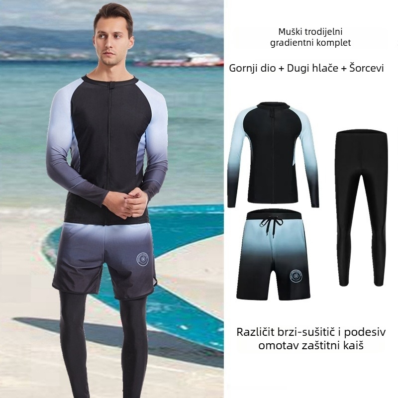 Ženski dvodijelni surf kupaci kostim s dugim rukavima i dugim hlačama, zaštita od sunca, brzo suši, za ronjenje i plivanje