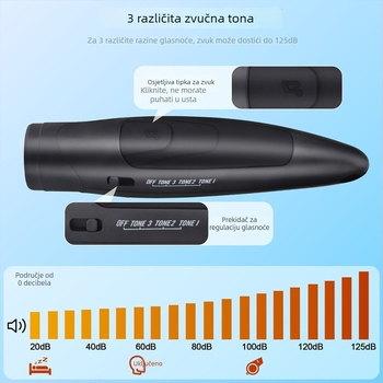 Elektronička sudijska zviždaljka, trotononi glasni zvuk, za košarku, odbojku, stolni tenis i badminton, ABS materijal