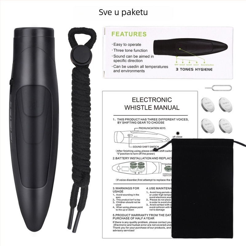 Elektronička sudijska zviždaljka, trotononi glasni zvuk, za košarku, odbojku, stolni tenis i badminton, ABS materijal