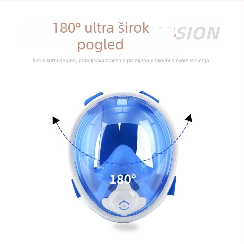 Jierui Dječja maska za ronjenje s cijelim licem i suhim snorkelom, model C1, materijal silikon/PC, anti-fog