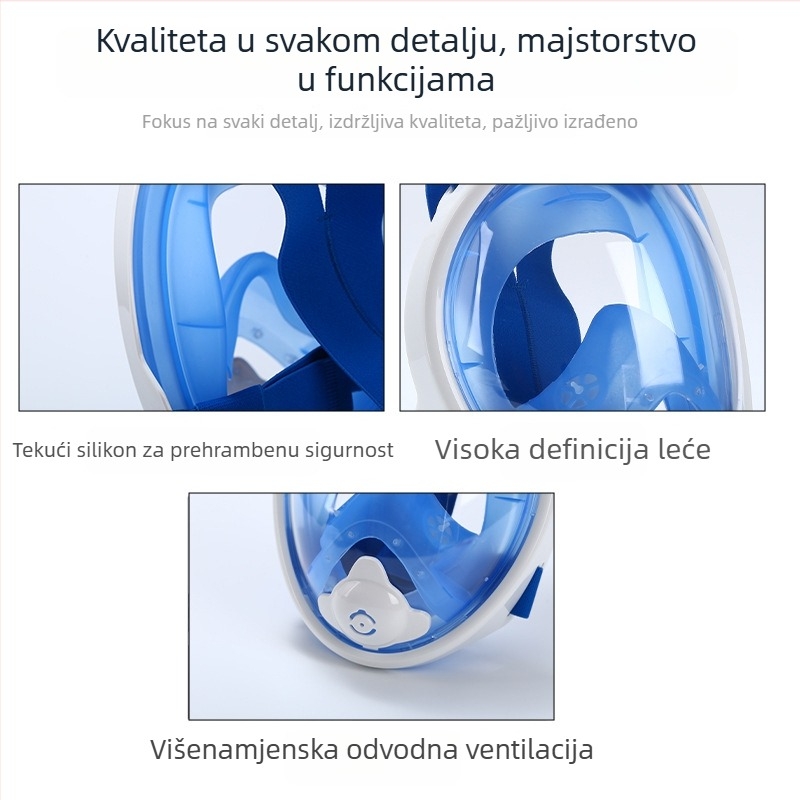Jierui Dječja maska za ronjenje s cijelim licem i suhim snorkelom, model C1, materijal silikon/PC, anti-fog