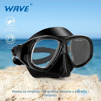 Wave Prozirne silikonske naočale za ronjenje s lećama od kaljenog stakla, anti-fog, silikonska traka za glavu