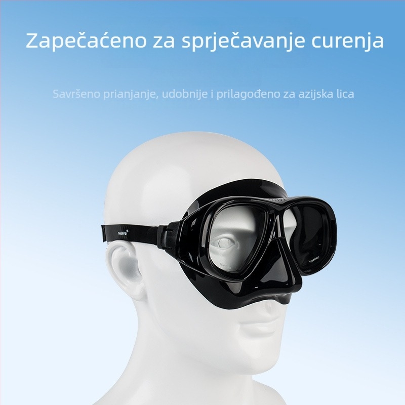 Wave Prozirne silikonske naočale za ronjenje s lećama od kaljenog stakla, anti-fog, silikonska traka za glavu