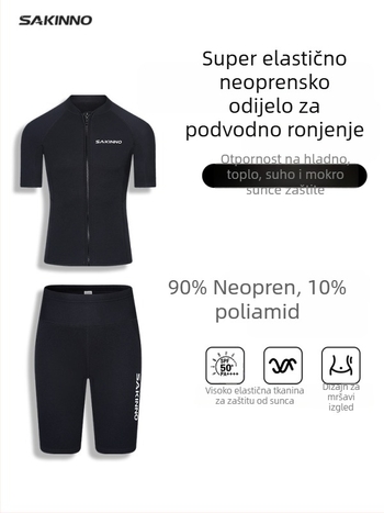 2mm set za ronjenje za parove – gornji dio s kratkim rukavima i kratke hlače, brzo sušenje, toplina, zaštita od sunca, unisex