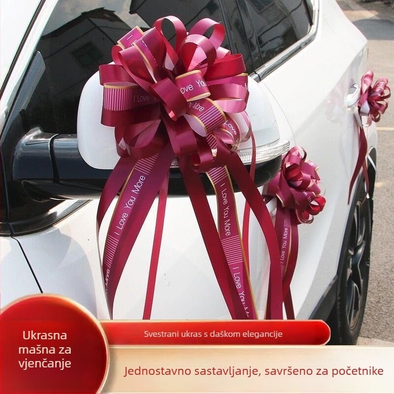 Set za ukrašavanje svadbenog automobila: mašna za ručicu vrata i ručno cvijeće