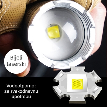 LED svjetiljka s teleskopskim zumom, 30 W, 6000 mAh, domet najmanje 500 m, trajanje baterije 5 h