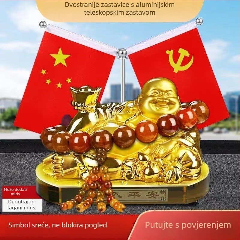 Auto ukras: statue Maitreya Buda od smole, kineski tradicionalni stil, difuzor mirisa s kristalnim držačem parfema, prilagodljiva unutarnja dekoracija automobila