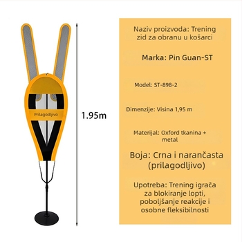 Trening maneken za obranu u košarci, s podesivom visinom i pokretnim rukama — konstrukcija od gume, metala i poliestera; Crown marka
