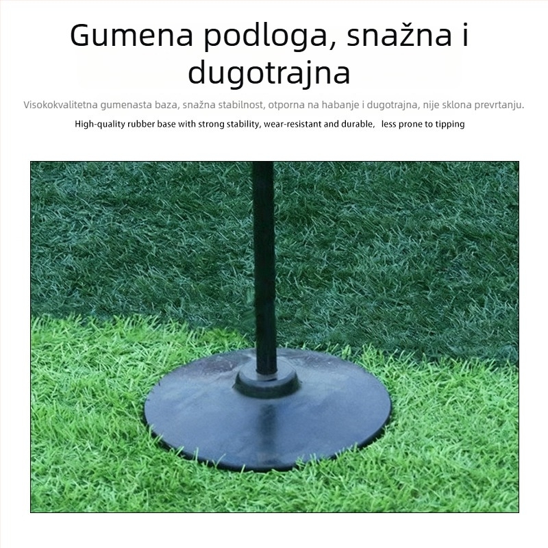 Trening maneken za obranu u košarci, s podesivom visinom i pokretnim rukama — konstrukcija od gume, metala i poliestera; Crown marka