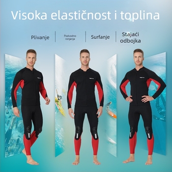 Dvo-dijelni 1.5 mm neoprenski kostim od najlona – unisex, toplo za ronjenje i plivanje (gornji dio s dugim rukavima + hlače)