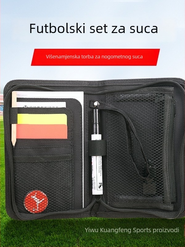 Set torbe sudije s crvenim i žutim karticama, zviždaljka, papir za označavanje i marker — Oxford platno, prilagodljivo, Saiaoty brend, oprema za nogometnu trening