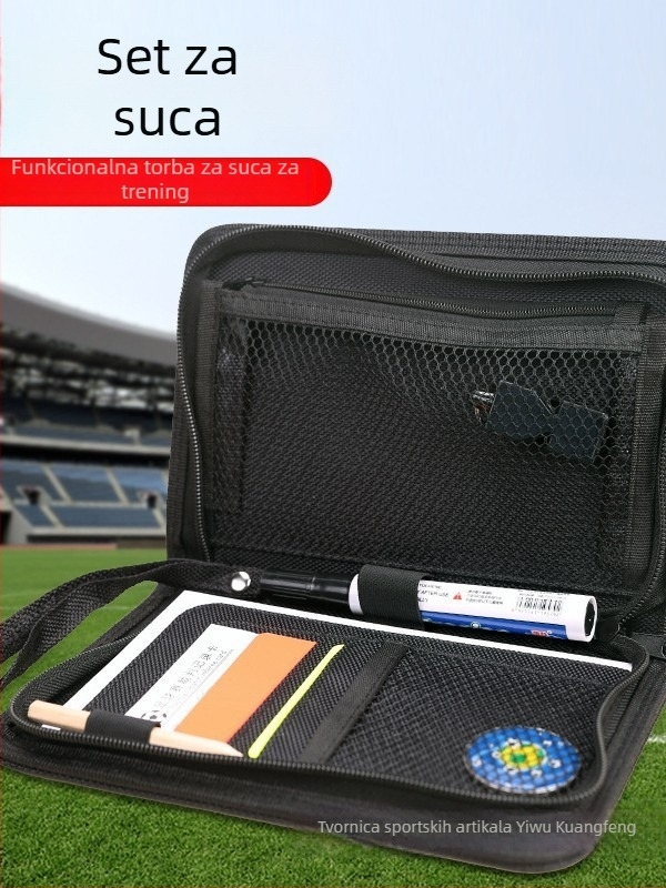 Set torbe sudije s crvenim i žutim karticama, zviždaljka, papir za označavanje i marker — Oxford platno, prilagodljivo, Saiaoty brend, oprema za nogometnu trening